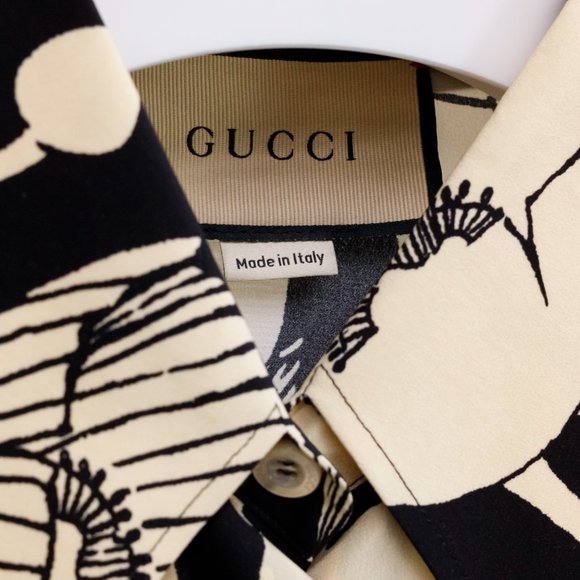 Gucci Black and White Floral Silk Blouse - Picture 6 of 16